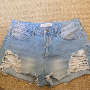 distressed jean shorts